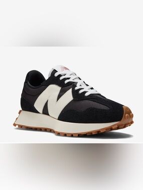 Size 8 New Balance Women’s 327 Lace-Up Sneaker in Black and White